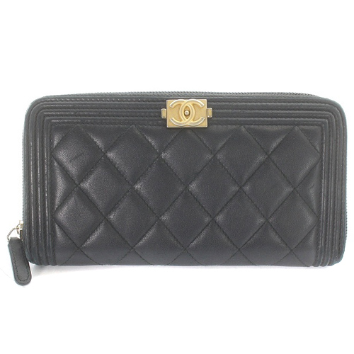 シャネル ボーイシャネル ラムスキン 長財布 ラムスキン