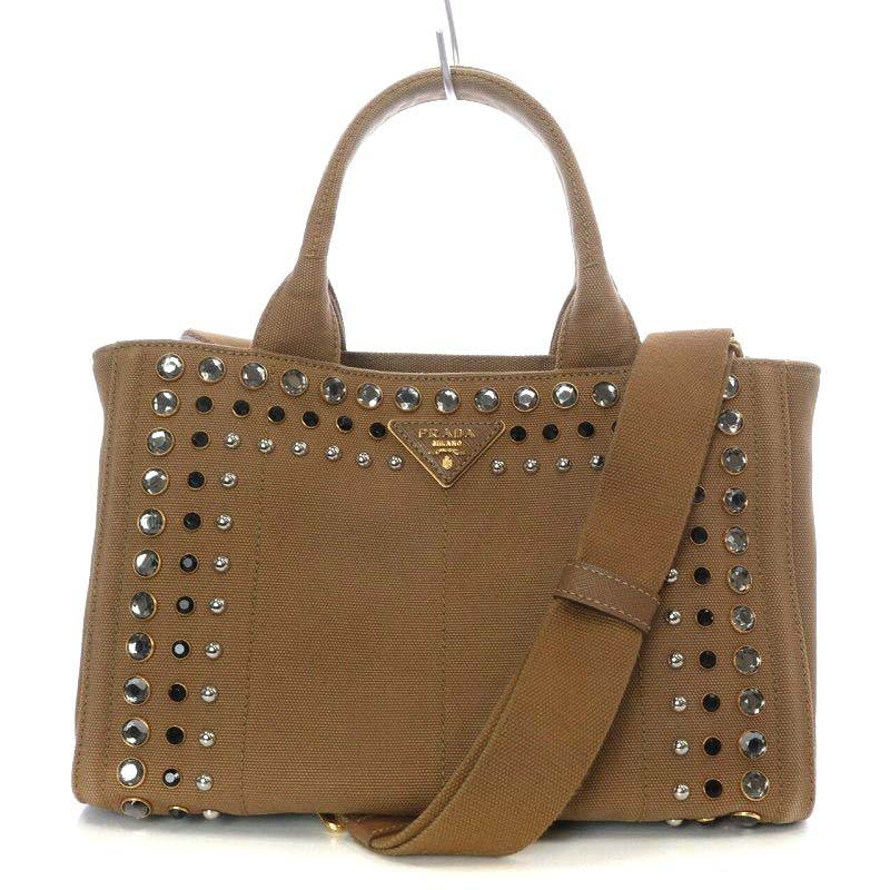 プラダ カナパ 2WAYバッグ ビジュー スタッズ