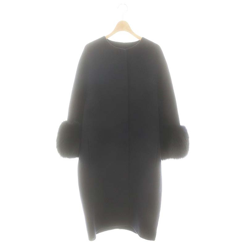 ドゥロワー ファーカフスノーカラーコート