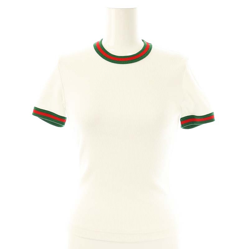 グッチ ウェブストライプ トリム コットンリブ Tシャツ 28882 XJG5O 9692