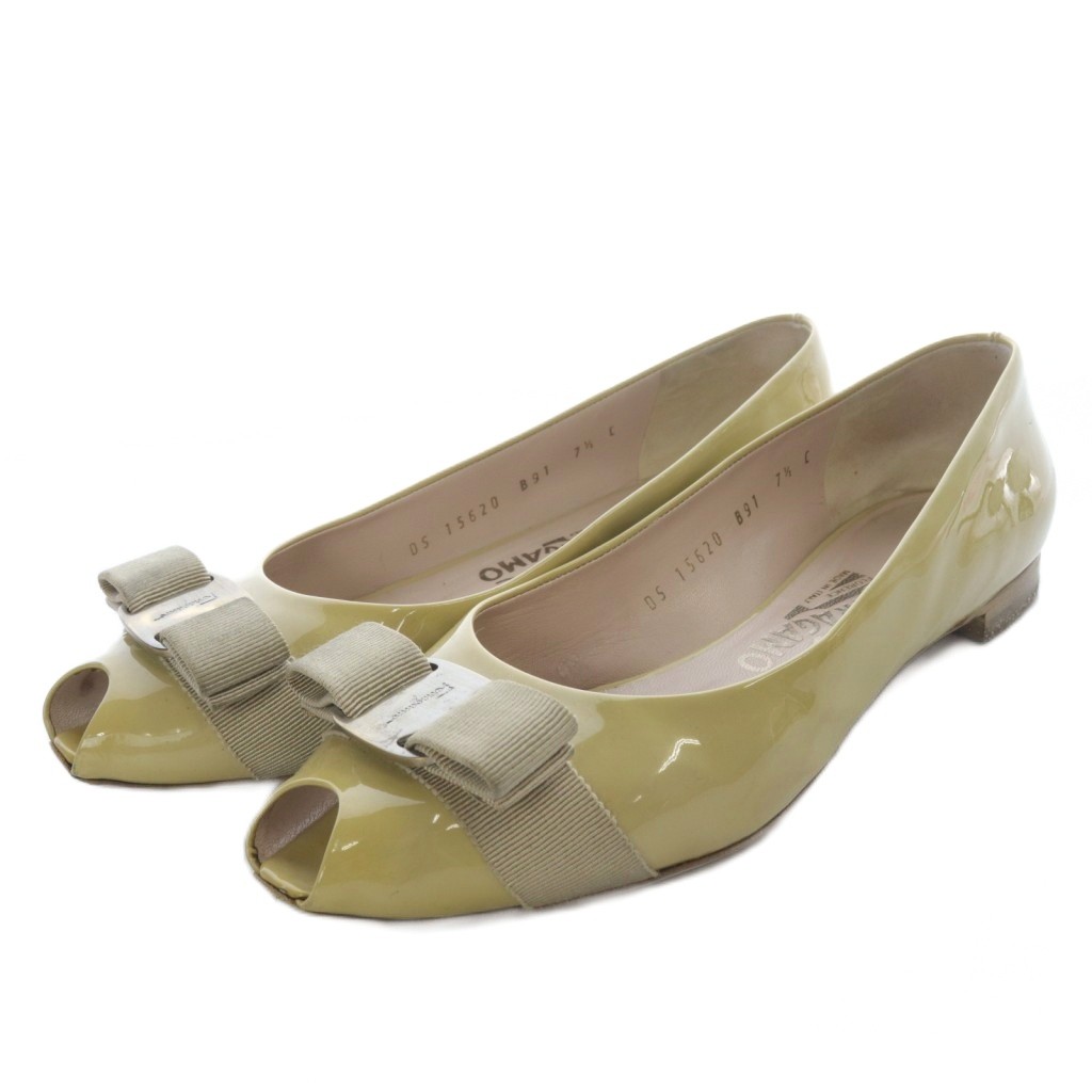 12/2出品取下げ　セール　フェラガモ リボン フラット ブルー Salvatore Ferragamo（サルヴァトーレフェラガモ）の買取