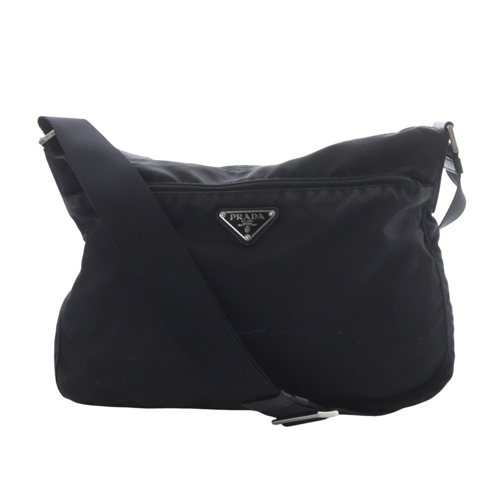 PRADA ロゴ型押し ダブルチェーン トートバッグ テスートナイロン