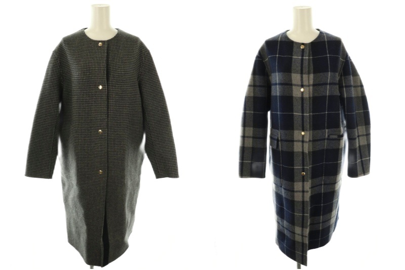 ドゥロワー ダブルフェイスチェックコート