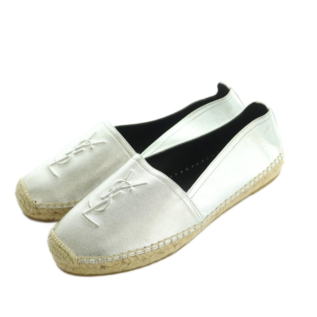 サンローランパリ 458573 YSL エンボスドレザーエスパドリーユ シューズ