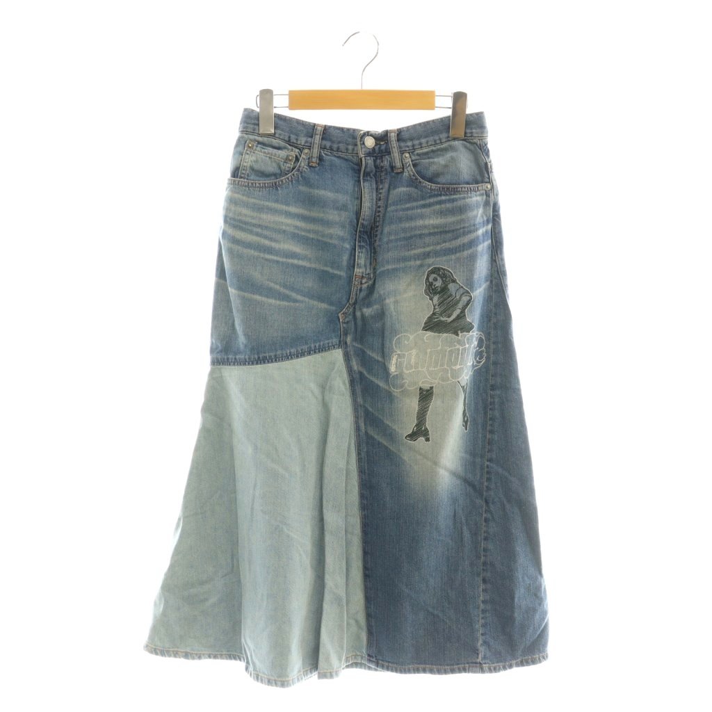 ヒステリックグラマー  23AW VIXEN GIRL刺繍 スクラッチデニムスカート