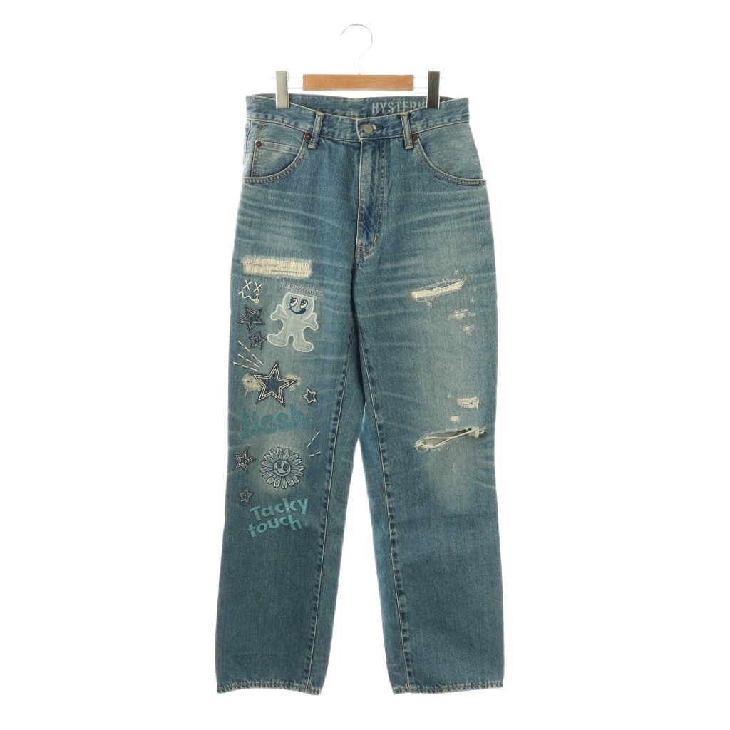 ヒステリックグラマー HYS DOLL刺繍 ロールアップデニムパンツ